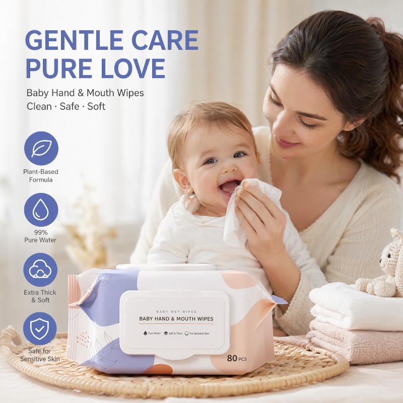 Skincare Newborn - 부드러운 무봉제 저자극 아기 물티슈 신생아